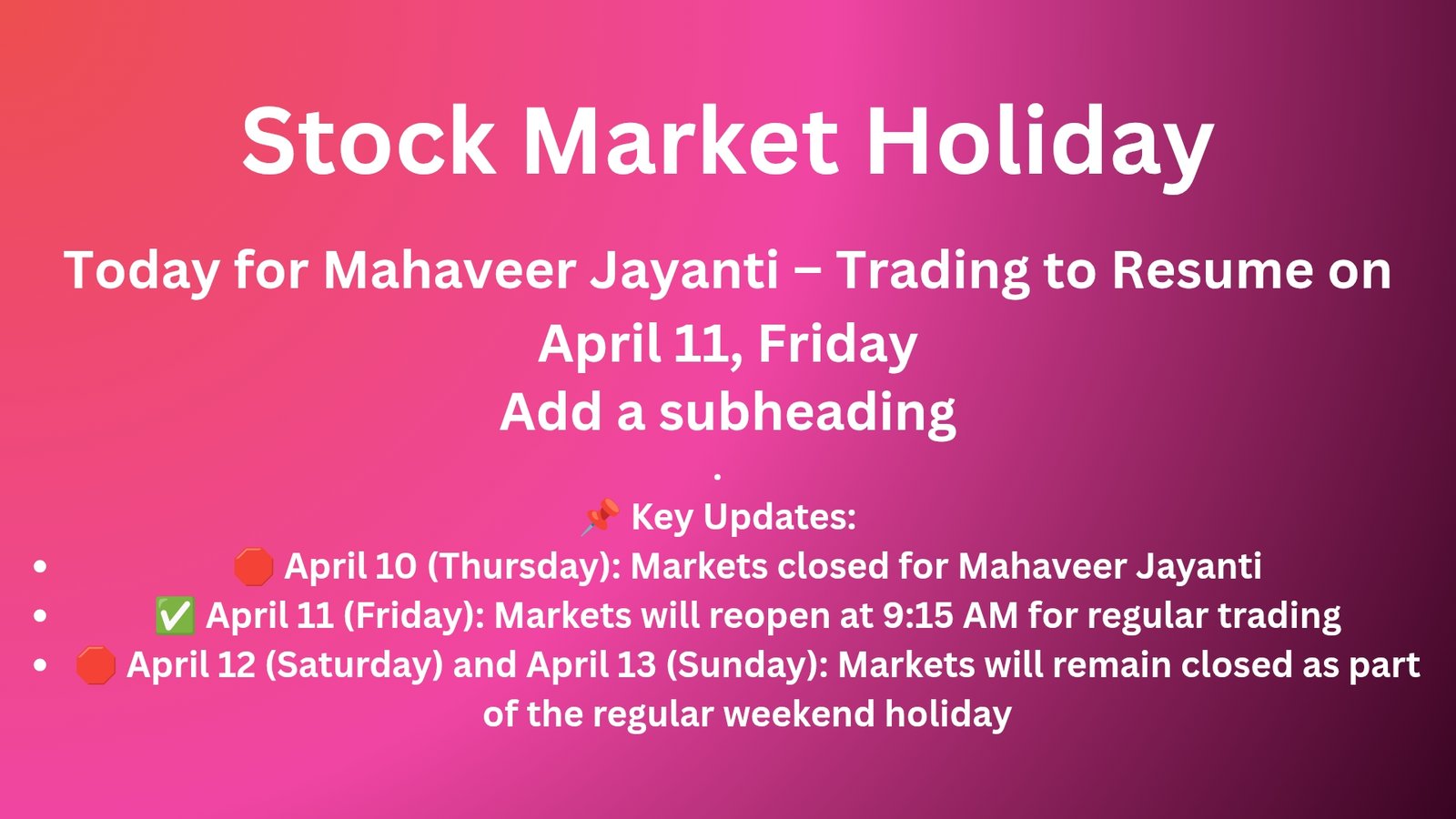 Stock Market Holiday