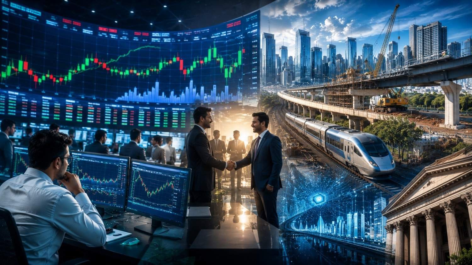 Indian stock market traders monitoring corporate announcements